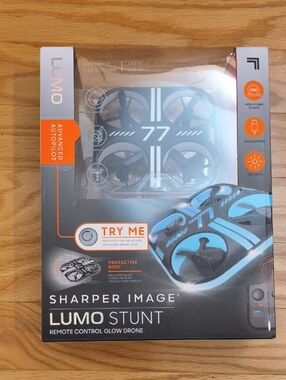Sharper Image Lumo Stunt Remote Control Glow Drone - Black & Blue, NWT-D